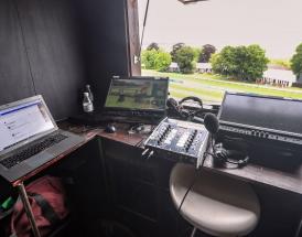 Commentators setting up ahead of horse racing meeting